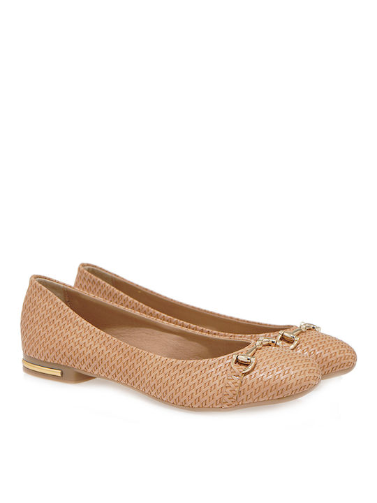 Zizel Synthetic Leather Ballerinas Beige