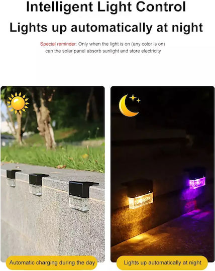 Set of 6 Wall Solar Lights Street RGB with Photocell IP65 8cmx6.5cmx6.5cmcm