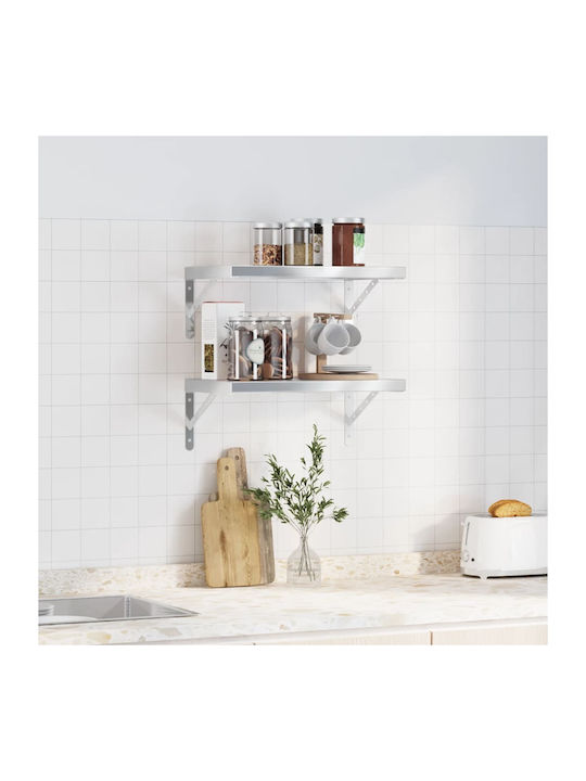 Shelves Wall Silver 2pcs 50x30x3cm