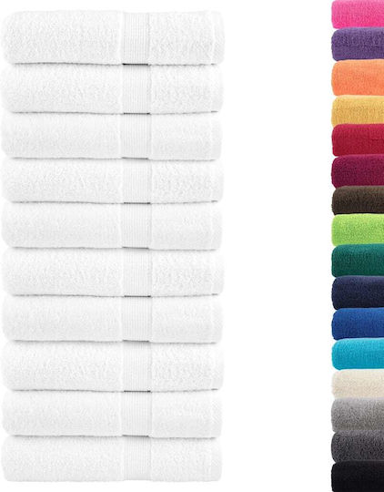 vidaXL Set 10 Hotel Face Towels 100x50 cm 600gsm White