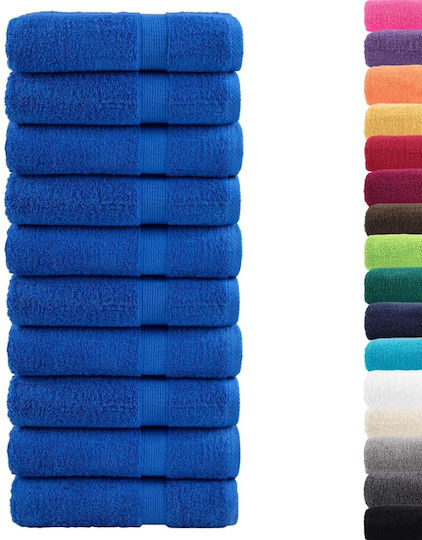 vidaXL Set 10 Hotel Face Towels 100x50 cm 600gsm Blue