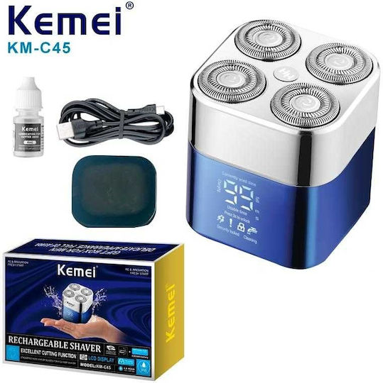 Kemei KM-C45 Περιστρεφόμενη Ξυριστική Μηχανή Προσώπου Επαναφορτιζόμενη / Με Καλώδιο