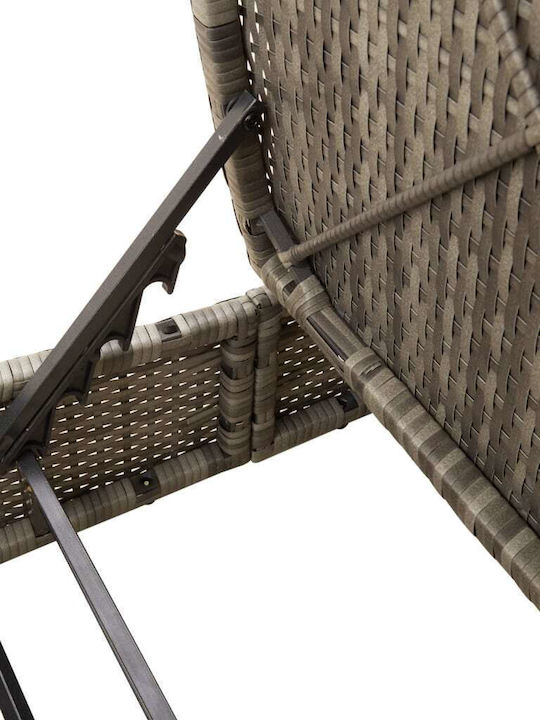 Ξαπλώστρα Διπλή Rattan με Μαξιλάρι Γκρι 110x178εκ.