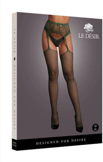 Sexy Fishnet Lace Garterbelt Stockings Green