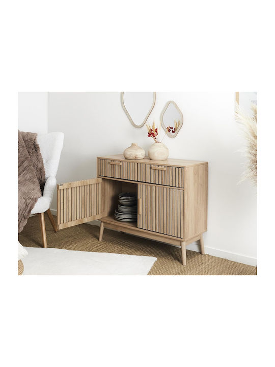 Sideboard Klaus Wooden with Drawers & Mirror Wood Shade Hd0091ygo 100x35x80cm