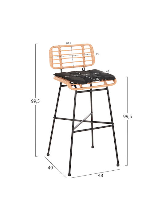 Σκαμπό Μπαρ Rattan Allegra Μαύρο-wicker Μπεζ 48x49x99cm Σκαμπό Μπαρ Rattan Allegra Μαύρο-wicker Μπεζ 48x49x99cm