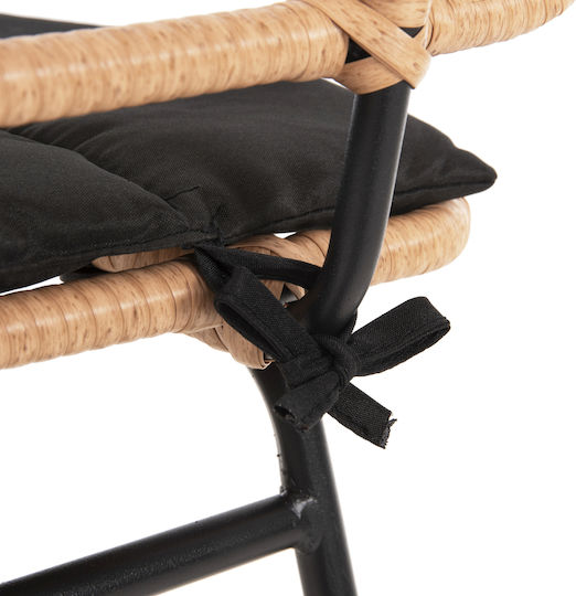 Scaun Rafturi și dulapuri pentru vin de Grădină Rattan Allegra cu pernă Black-wicker Beige 1buc 48x49x99cm