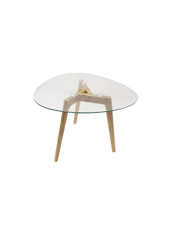 Round Side Coffee Table Made of Solid Wood Transparent 2 Pieces W50xL40xH38cm