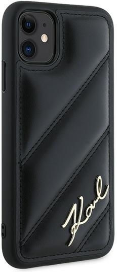 Karl Lagerfeld Diagonal Quilted Script Umschlag Rückseite Silikon / Kunststoff / Leder Schwarz (iPhone 11)