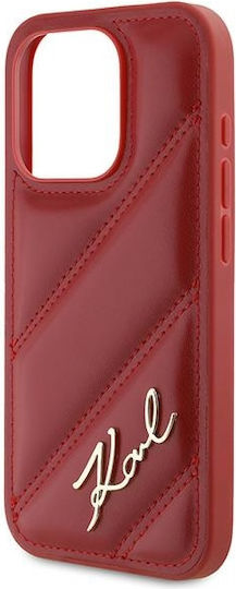Karl Lagerfeld Diagonal Quilted Script Umschlag Rückseite Kunststoff Rot (iPhone 15 Pro Max)