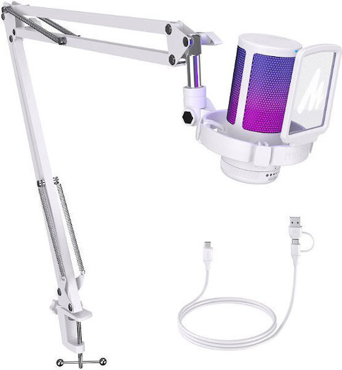 Maono DGM20 S Δυναμικό Microphone with USB Type-C Shock Mounted in White Color