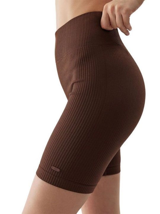 4F Women's Training Legging Shorts High Waisted Brown