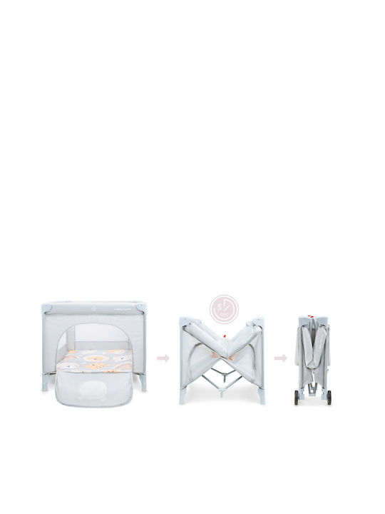 Moby System Teddy Bear Playpen with Mattress Gray 100x97cm