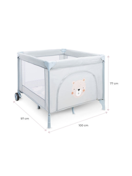 Moby System Teddy Bear Playpen with Mattress Gray 100x97cm