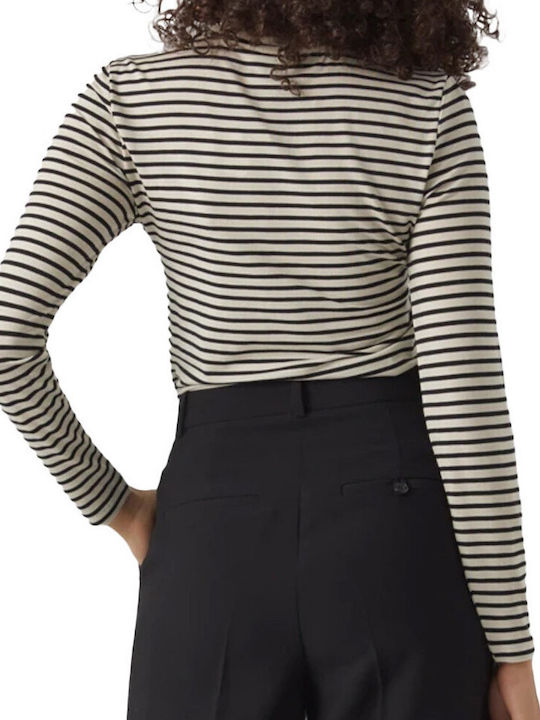 Vero Moda Women's Blouse Long Sleeve Striped Beige/Black