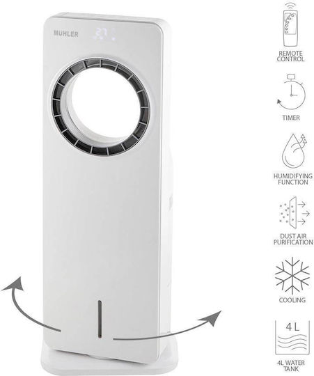 Muhler MC-4000 Ανεμιστήρας Χωρίς Πτερύγια 65W με Τηλεχειριστήριο Λευκός