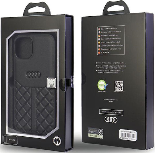 Audi Umschlag Rückseite Leder / Kunststoff Schwarz (iPhone 14)