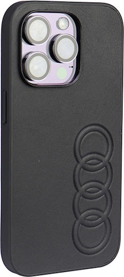 Audi Umschlag Rückseite Leder / Kunststoff Schwarz (iPhone 14 Pro)