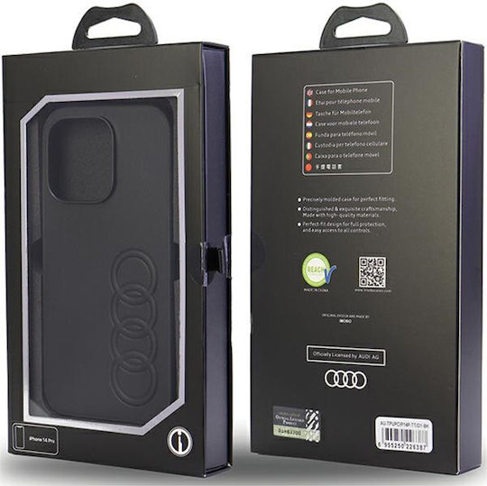 Audi Umschlag Rückseite Leder / Kunststoff Schwarz (iPhone 14 Pro)