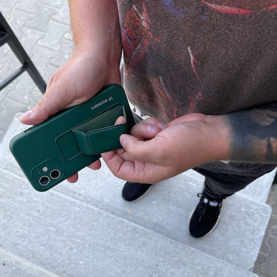 Wozinsky Kickstand Flexible Umschlag Rückseite Silikon Schwarz (Redmi 9A / 9AT)