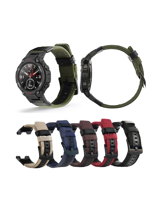 Curea Din Piele Și Nailon Kaki Amazfit T-Rex