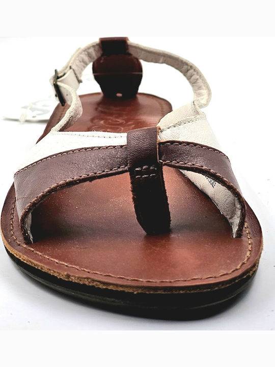 Leder Flache Sandalen für Damen in Weiß Farbe