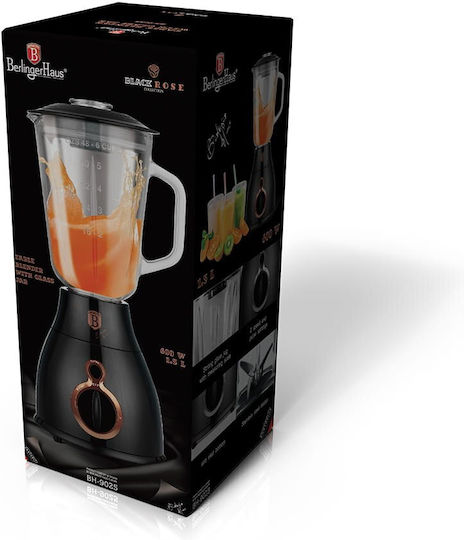 Berlinger Haus Blender for Smoothies with Glass Jug 1.5lt 600W Black