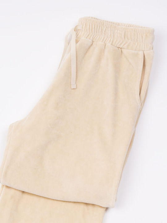 Trax Women's Jogger Sweatpants Beige Velvet