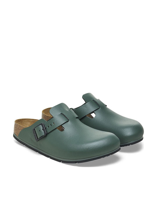 Birkenstock Boston Pro Women's Leather Anatomic Clogs Green