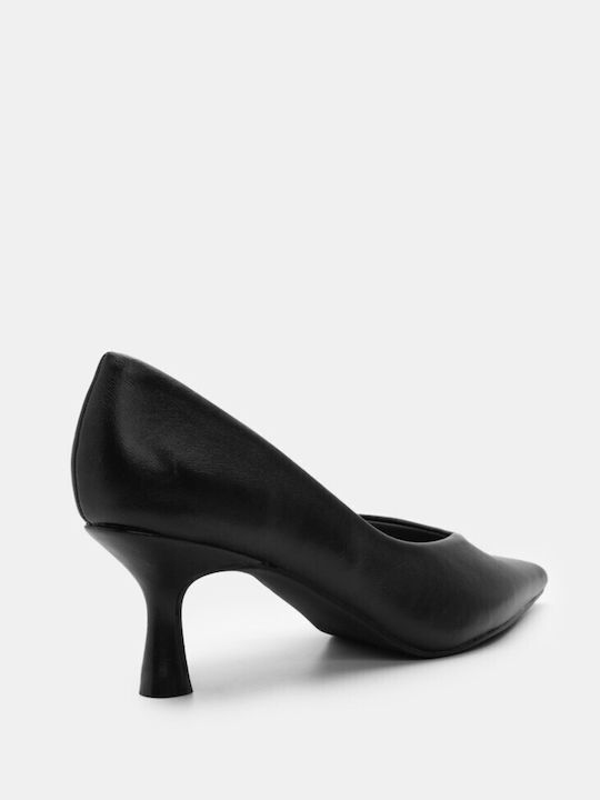 Luigi Synthetic Leather Pointed Toe Black Medium Heels