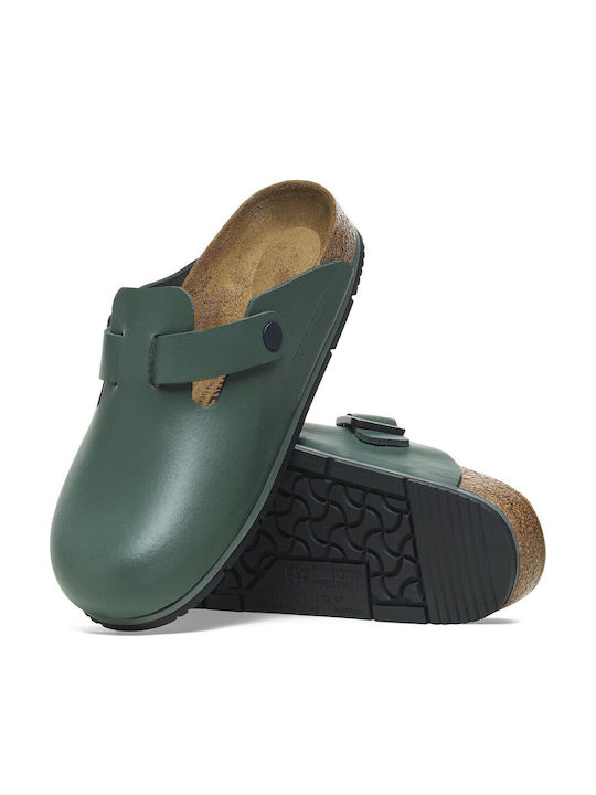 Birkenstock Boston Pro Women's Leather Anatomic Clogs Green
