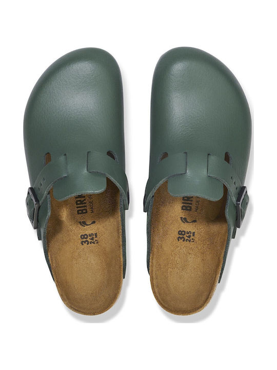 Birkenstock Boston Pro Women's Leather Anatomic Clogs Green