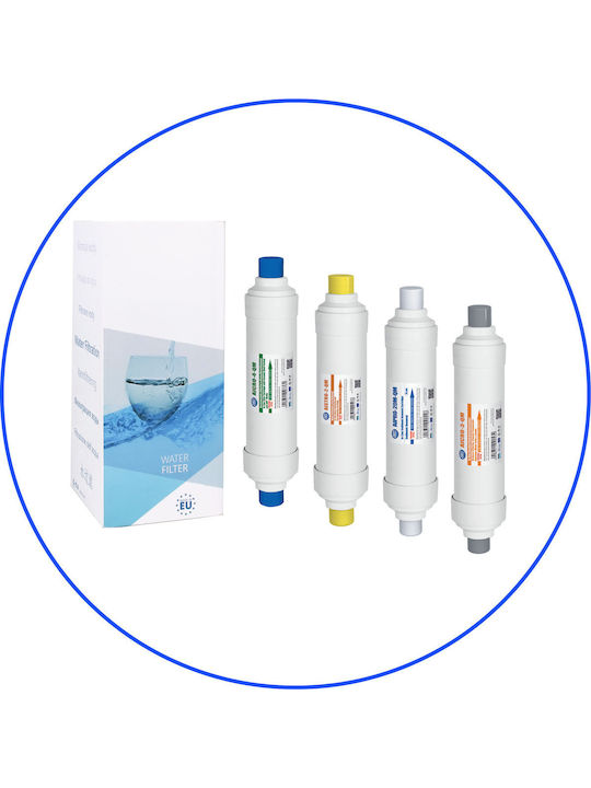 Aqua Filter Ανταλλακτικό Φίλτρο Νερού Κάτω Πάγκου από Ενεργό Άνθρακα 12" Excito-B-CLR-CRT 4τμχ