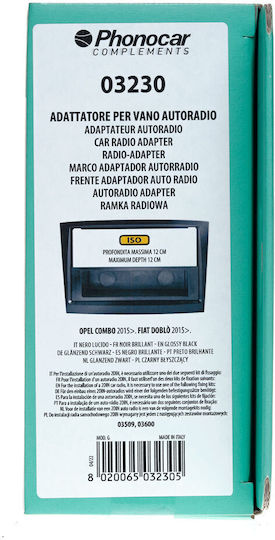 Phonocar DIN Fascia Panels 2 Din Black Glossy for Fiat Doblo Opel Combo 2015+