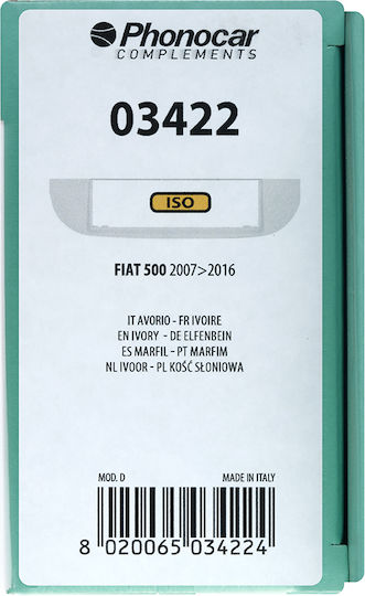Phonocar DIN Fascia Panels 2 Din for Fiat 500 07'-16' Jaguar for Fiat 500 2007>2016