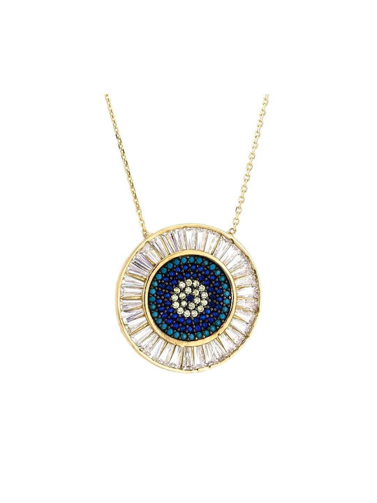 Goldsmith Necklace Eye from Gold Plated Silver with Zircon