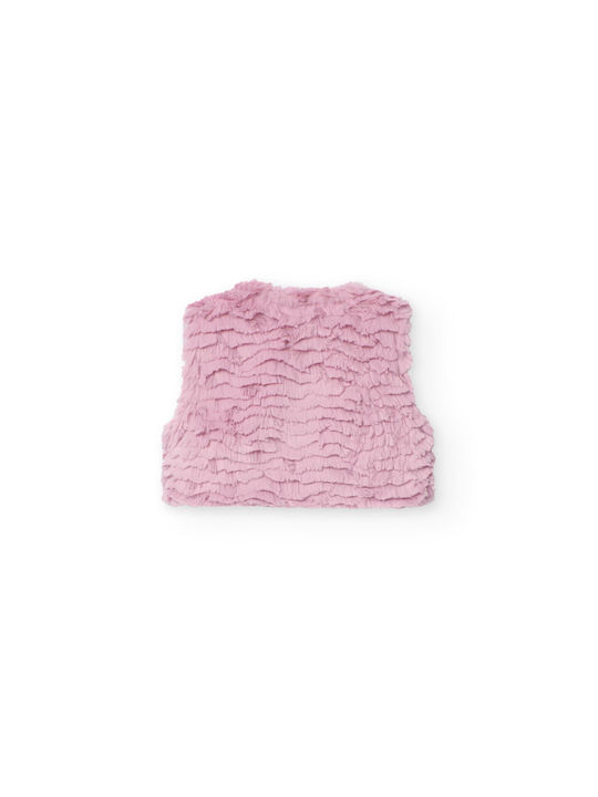 Boboli Kids Fur Coat Sleeveless Pink