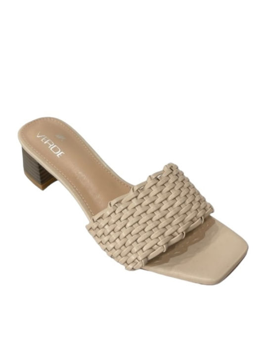 Verde Heel Mules Beige