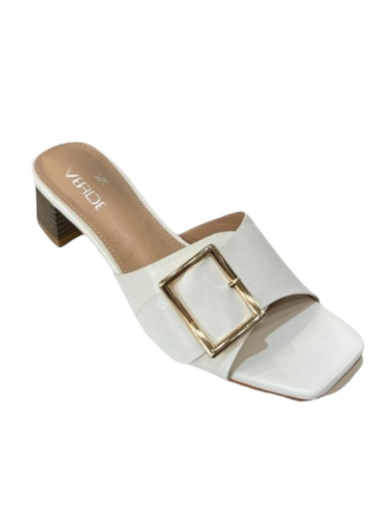 Verde Heel Mules White