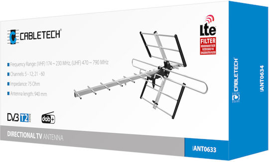 Cabletech ANT0633 Draußen Fernsehantenne (Benötigt keine Stromversorgung)