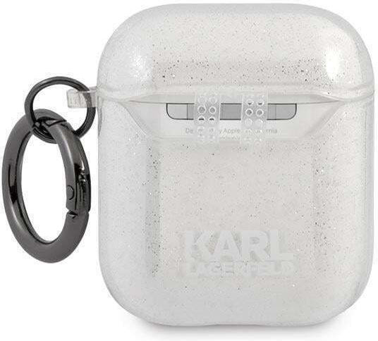 Karl Lagerfeld Glitter Karl`s Head Case Silicone in Gray color for Apple AirPods 1 / AirPods 2