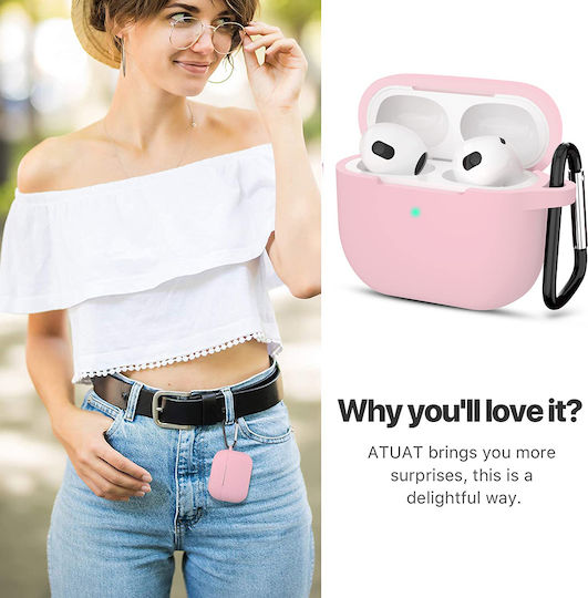 Techsuit Hülle Silikon in Rosa Farbe für Apple AirPods 3