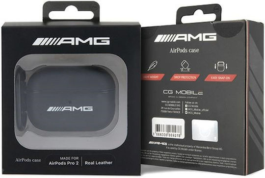 Mercedes-Benz White Logo Hülle Leder mit Haken in Schwarz Farbe für Apple AirPods Pro 2