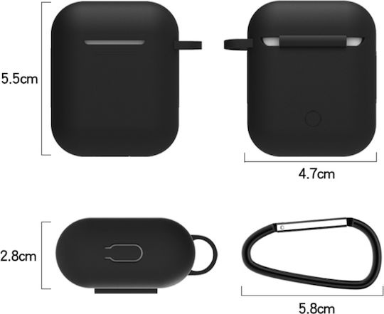 Sonique Drop Proof Set with Hook in Black color for Apple AirPods 1 / AirPods 2