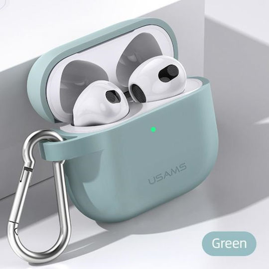 Usams Silicone Case with Keychain Green for Apple AirPods 3