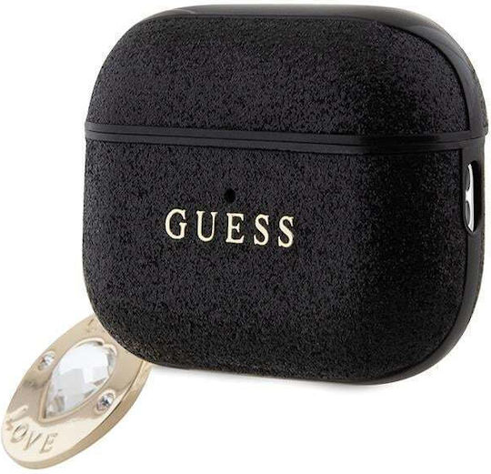 Guess Fixed Glitter Heart Diamond Charm Θήκη σε Μαύρο χρώμα για Apple AirPods Pro 2