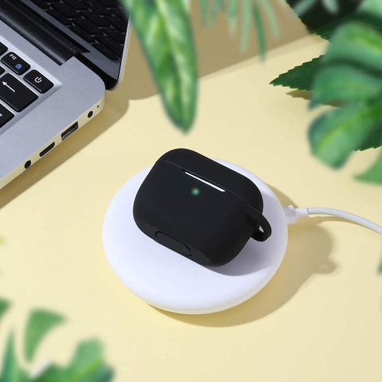 Techsuit Θήκη Σιλικόνης με Γάντζο σε Μαύρο χρώμα για Apple AirPods 3
