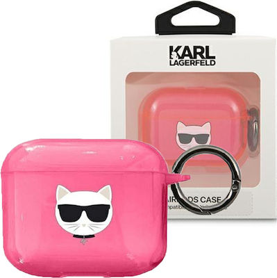 Karl Lagerfeld Choupette Silicone Case with Keychain Pink for Apple AirPods 3