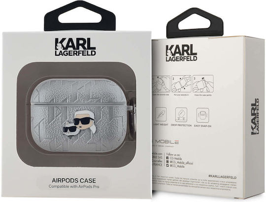 Karl Lagerfeld Karl and Choupette Калъф в Сребрист цвят за Apple AirPods Pro