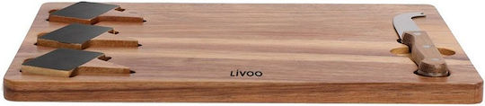 Livoo Wooden Serving Platter with Cheese Knife & Pinnacles 32.5x23.5x1.5cm